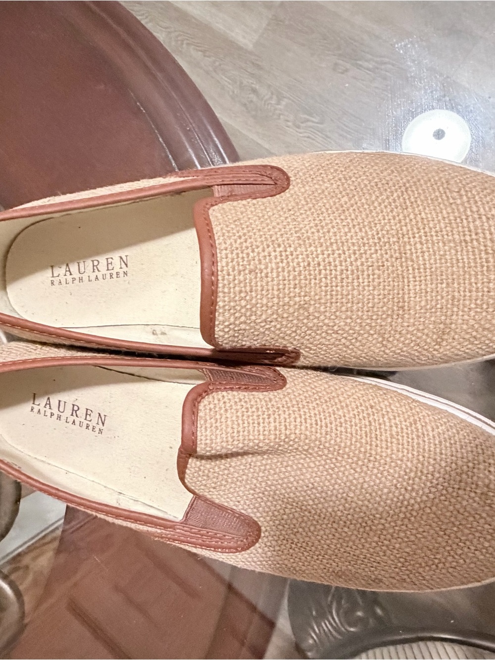 Lauren Ralph Lauren Tan Woven Slip-On Loafers